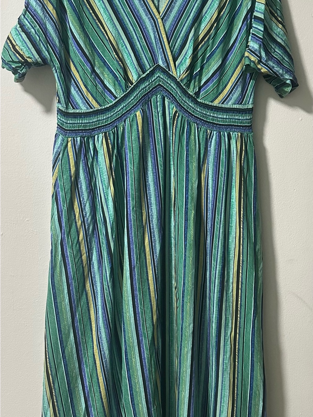 BloomChic Striped Contrast
Dolman Sleeve Shirred Pocket
Split Flutter Dress